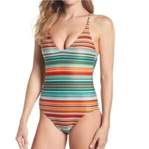 Rebecca Virtue Striped One Piece Swimsuit S